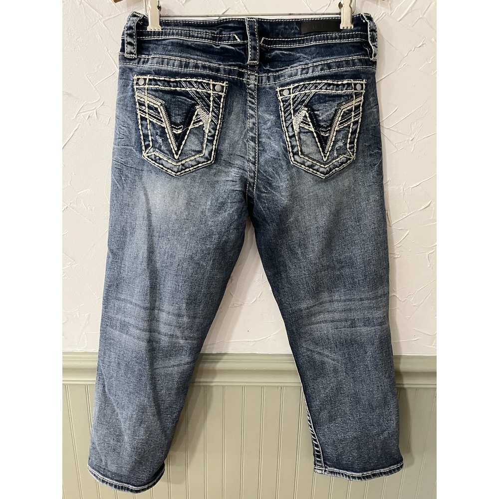 Vigoss The Chelsea Capri Jeans Size 4 Blue Denim Embroidered Pockets